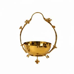 Tazón de servir redondo de metal martillado dorado de lujo, tazón decorativo con acabado dorado para decoración del hogar, vajilla ecológica en oferta. - Product Image 3