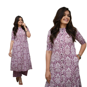 Cetak tangan yang indah ukuran <span class=keywords><strong>M</strong></span> sampai XXL Set Kurti yang sangat modis yang menakjubkan dirancang untuk Diwali, pesta, hari lari Khusus - Product Image 1