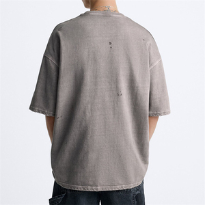 Camiseta de Lona Personalizada para Hombre, Corte Regular, Lavado Ácido, Estampado Vintage, Efecto Desgastado, 100% Algodón, Secado Rápido - Product Image 4