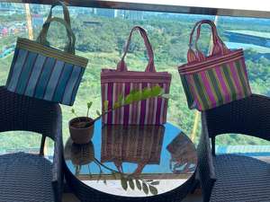 ถุงช้อปปิ้งไนลอน PP ลายขวางขนาดใหญ่เป็นมิตรกับสิ่งแวดล้อมพลาสติกโพลีโพรพิลีนรีไซเคิลแบบยั่งยืนผลิตในอินเดีย - Product Image 2