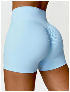 Shorts cyclistes taille haute sans coutures pour femmes, couleur unie, extensibles, pour le yoga et l'entraînement, avec manches longues et compression - Product Image 2