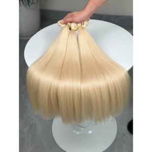 Virgin European Hair Bulk <b>Extensions</b> <b>Blonde</b> Color Single Weft Double Drawn Human Hair Weave - Product Image 1