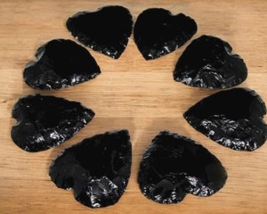 Black Obsidian Heart Shape <b>Set</b> Natural Volcanic Glass <b>Crystal</b> Home Decor Polished Stone Decorative Healing Display - Product Image 1