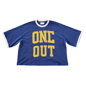 Nueva Camiseta Corta Oversize de Dos Tonos con Manga Corta, Corte Cuadrado, Estilo Urbano, con Logotipo Serigrafiado, de Secado Rápido, Unisex para Adultos - Product Image 1