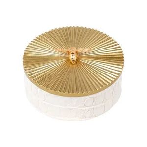 Luxury Gold Bumblebee Ceramic Canister Set With Textured White Finish Elegant Airtight <b>Kitchen</b> <b>Storage</b> <b>Jars</b> <b>For</b> Wedding Gifts - Product Image 1