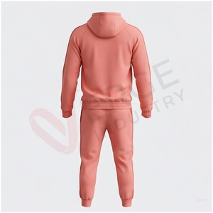 Ensemble de survêtement corail pour homme, manches longues, à capuche, fermeture éclair sur le devant, couleur unie, respirant, coupe décontractée, pour l'automne - Product Image 2