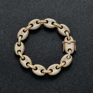 Bracelet G-Link en Moissanite VVS, plaqué or, style cubain, bijou de luxe hip-hop tendance - Product Image 1