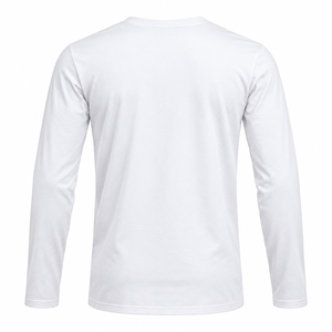 <b>Men's</b> <b>White</b> V Neck <b>Long</b> <b>Sleeve</b> T-<b>Shirt</b> Casual Solid Eco-Friendly 100% Cotton Summer - Product Image 2