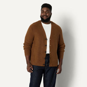 เสื้อคาร์ดิแกนคอวีสไตล์ญี่ปุ่นสำหรับฤดูใบไม้ร่วงและฤดูหนาว เสื้อสเวตเตอร์ถักลำลองหลวมๆสำหรับผู้ชาย - Product Image 2