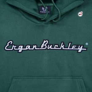 Sweat-shirt à capuche en molleton de coton vert pour homme, personnalisé avec logo brodé sur la poche avant, coupe décontractée, idéal pour l'automne - Product Image 4