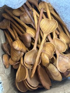 Eco Friendly Heart Shape Wooden <b>Spoon</b> Handmade Love Heart Wooden <b>Spoon</b> Natural Wooden <b>Spoon</b> Vietnam Engrave Logo Red Acacia Wood - Product Image 6