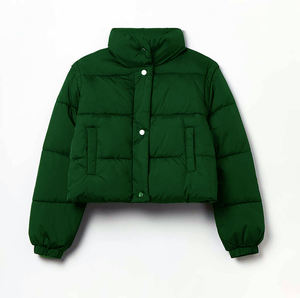 Luxury OEM Quilted <b>Cropped</b> Style Short Bubble Winter <b>Jackets</b> for Women with Detachable Collar Lightweight Polyester - Product Image 5