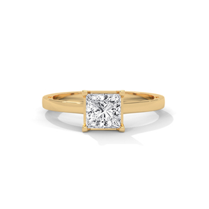 Women's Moissanite Princess Cut Engagement <b>Ring</b> 925 Sterling <b>Silver</b> Gold Plated <b>Solitaire</b> Wedding Jewelry - Product Image 1
