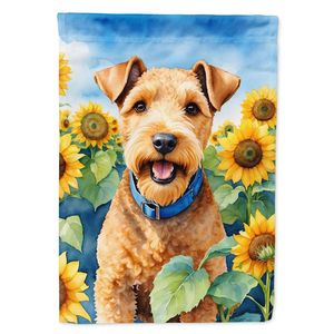 Lakeland Terrier Tournesols Drapeau de jardin Boîte aux lettres multicolore Bannière de cour décorative Illustration de patio pour parterres de fleurs Taille de jardin - Product Image 1