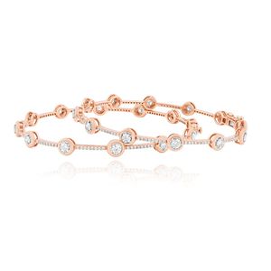 Brazalete de Oro Rosa de 14K con Bisel de Diamantes Redondos - Product Image 3