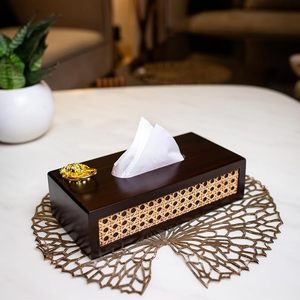 Contemporary Handmade Decorative Tissue Box and Holder with Rattan Insert for Home Hotel Restaurant - Product Image 3