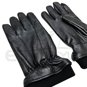 Gants en cuir noir en gros, compatibles écran tactile, avec revers côtelé, en peau de mouton véritable, pour hommes et femmes, marque privée, gants d'hiver - Product Image 3