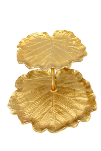 Bandeja de Servicio de Aluminio Fundido, Plateada Brillante, con Diseño de Hojas, Bandeja de Dos Niveles para Servir Frutas, Vajilla Decorativa Multiusos - Product Image 5