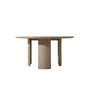 <b>Outdoor</b> Dining <b>Table</b> Solid Teak Modern Oval <b>Table</b> Fluted Pedestal Base Premium <b>Rounded</b> Edge Weather Resistant Luxury Villa - Product Image 6
