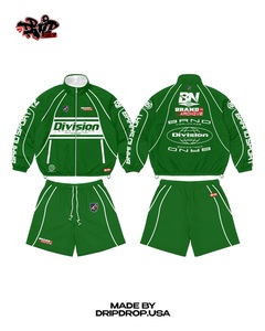 <b>Black</b> Division Sports Wear Jacket Shorts Set | Oversized Zip <b>Windbreaker</b> & Shorts | Brand Archive Streetwear Matching Set OEM - Product Image 3