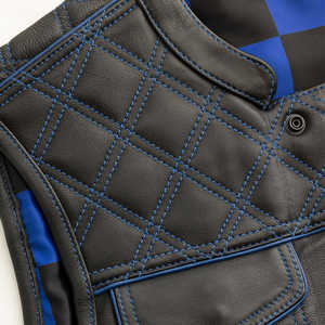 Chaleco de Cuero para Motocicleta para Hombre Finish Line Blue Checker - Product Image 3