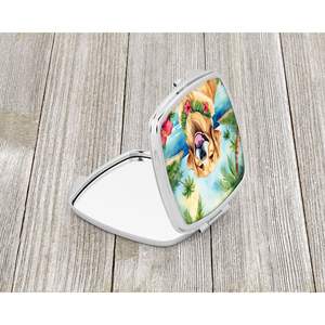 Golden Retriever Luau Miroir de maquillage de voyage compact Portable Pliant Handheld Design Cadeau pour femmes et filles - Product Image 2