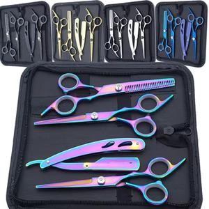 Ensemble de ciseaux de coiffure professionnels en acier inoxydable 440C, lame tranchante, manche moyen, pour droitiers, légers, réutilisables, pour salon - Product Image 1