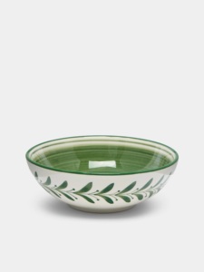 Bol à salade en céramique de qualité supérieure, design artisanal rond et profond en forme de feuille d'olivier, finition brillante pour une table contemporaine - Product Image 4