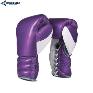 Gants de boxe Daizen Star en cuir à lacets bleus pour adultes, équipement d'entraînement respirant avec support de poignet - Product Image 6