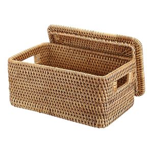Cesta Rectangular de Mimbre Tejida a Mano para Organización del Hogar, Almacenamiento Decorativo y Exhibición en Comercios - Product Image 5