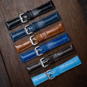 Bracelet de montre en cuir d'alligator de qualité supérieure avec grain naturel authentique pour montres de luxe, exécution de qualité professionnelle - Product Image 1