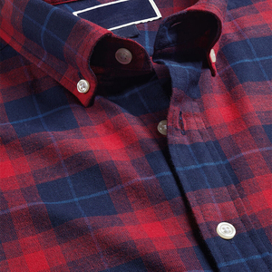 Chemise décontractée à manches longues pour homme en flanelle tissée teinte, 100 % coton brossé, boutonnée, col rabattu - Product Image 6