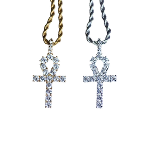 Colgante de Cruz totalmente helado personalizado unisex estilo hip hop moissanita con plata de ley y chapado en oro para fiestas - Product Image 1