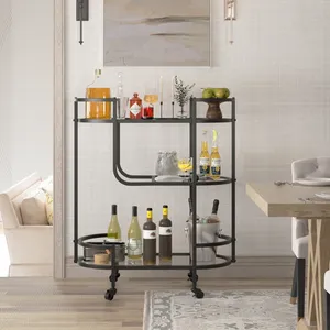 Chariot de rangement multi-niveaux en métal fait main moderne avec construction en acier thermolaqué robuste et roues lisses - Product Image 1