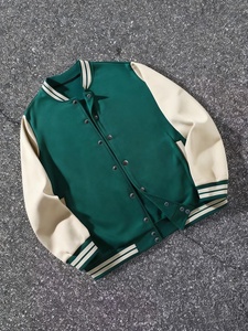 Blousons de baseball vintage personnalisables pour hommes grandes tailles, coupe droite, col rabattable, patchs, simple boutonnage, couleur unie, vente en gros - Product Image 1