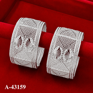 Bracelets manchette classiques et tendance en alliage de zinc plaqué argent, motif géométrique, zircon, bijoux pour femmes pour mariage et soirée, certifiés A-43158 - Product Image 5