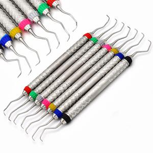 Juego de instrumentos quirúrgicos para restauraciones dentales de composite, cureta periodontal Gracey de mango hueco dorado de doble punta, instrumentos de raspado quirúrgico - Product Image 2