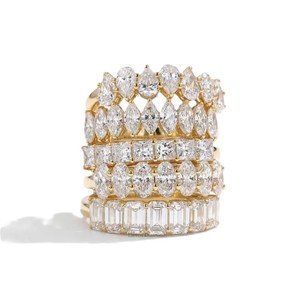 Bague demi-éternité en or massif 10K 14K 18K avec diamants de laboratoire certifiés IGI, couleurs DEF, clarté VS VVS, formes variées (marquise, ovale, princesse) - Product Image 6