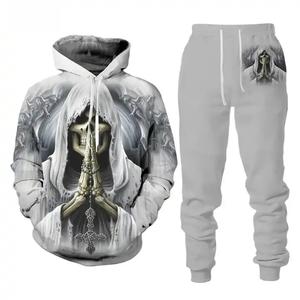 Survêtement d'hiver à capuche 2 en 1 pour homme, streetwear, 100% coton, uni, pour l'entraînement et le jogging - Product Image 3