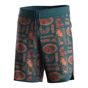 Shorts de bain imprimés en toile pour hommes, taille mi-haute, braguette boutonnée, respirants, déchirés, séchage rapide, style décontracté, orange - Product Image 5
