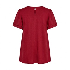 wholesale custom women <b>red</b> T Shirt Quick Dry Breathable Custom summer t shirt <b>high</b> quality <b>top</b> solid color loose fit o neck - Product Image 2