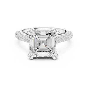 Anillo de Diamante Cultivado en Laboratorio con Corte Asscher y Engaste de Puntas Naturales, Oro Blanco Sólido de 14k, Joyería Certificada GRA a Precio de Mayoreo - Product Image 3