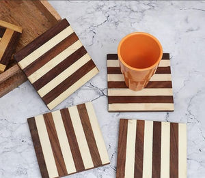 Juego de Posavasos Cuadrados de Madera Ecológicos Modernos, Tapetes/Almohadillas en Blanco para Café, Té, Mesa de Comedor, Cocina, Fiestas, Bodas, Accesorios - Product Image 4