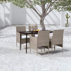 Juego de Comedor de Jardín de 5 Piezas en Ratán Sintético PE Beige - Product Image 1