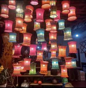 Wholesale Colorful Floral Printed Silk & Bamboo <b>Lanterns</b> Home Decorative Outdoor <b>Lanterns</b> Technique Painted Flower Style - Product Image 6