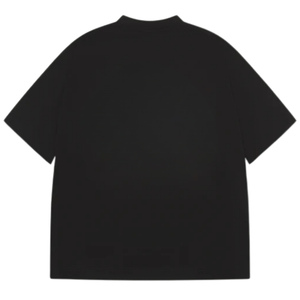 เสื้อยืดโอเวอร์ไซส์สีดำผ้าฝ้ายสำหรับผู้ชาย โลโก้เรียบง่ายที่อก สไตล์สตรีทแวร์ แขนสั้น แฟชั่นลำลอง ผลิตโดยโรงงาน OEM - Product Image 2