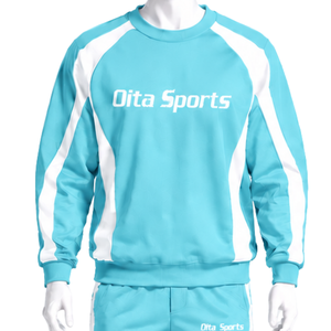 Ensemble de survêtement unisexe bleu aqua avec sweat-shirt à capuche et pantalon de jogging, bande latérale contrastante, tenue de sport décontractée et active - Product Image 3
