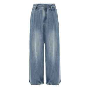 Ladies Denim Cargo Pants High Waist Wide Leg <b>Jeans</b> Light Wash Multi Pockets Relaxed Fit Baggy Denim Trousers - Product Image 2