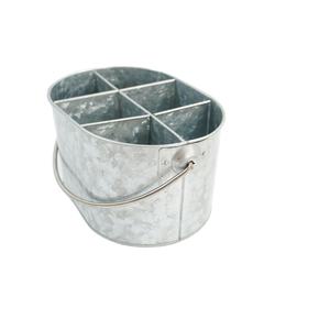 Porte-ustensiles de cuisine moderne style ferme, en métal argenté, 6 compartiments, pour comptoir de cuisine, forme ovale - Product Image 1