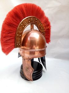 Casco de Centurión Romano Medieval con Penacho Rojo |   Armadura Histórica de Hierro con Acabado Antiguo en Cobre para Halloween y Navidad - Product Image 2